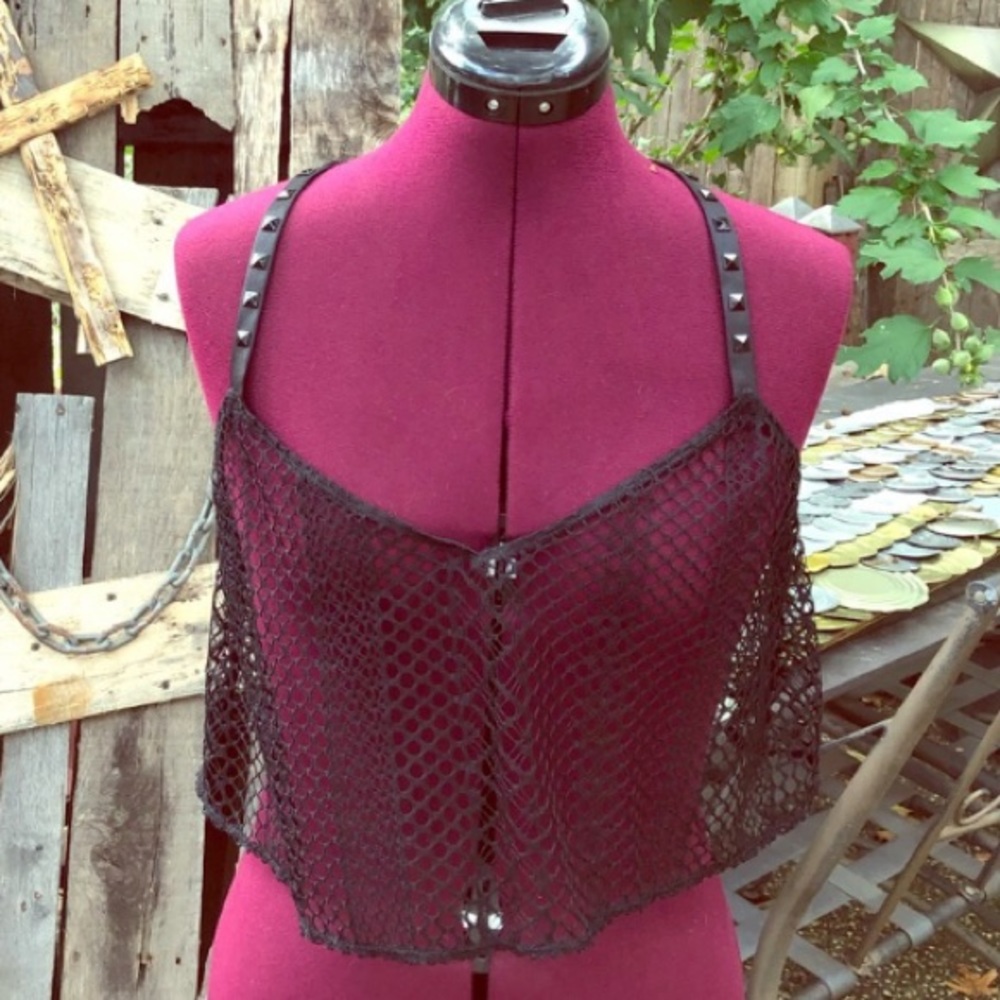 Victoria’s Secret Black mesh studded top